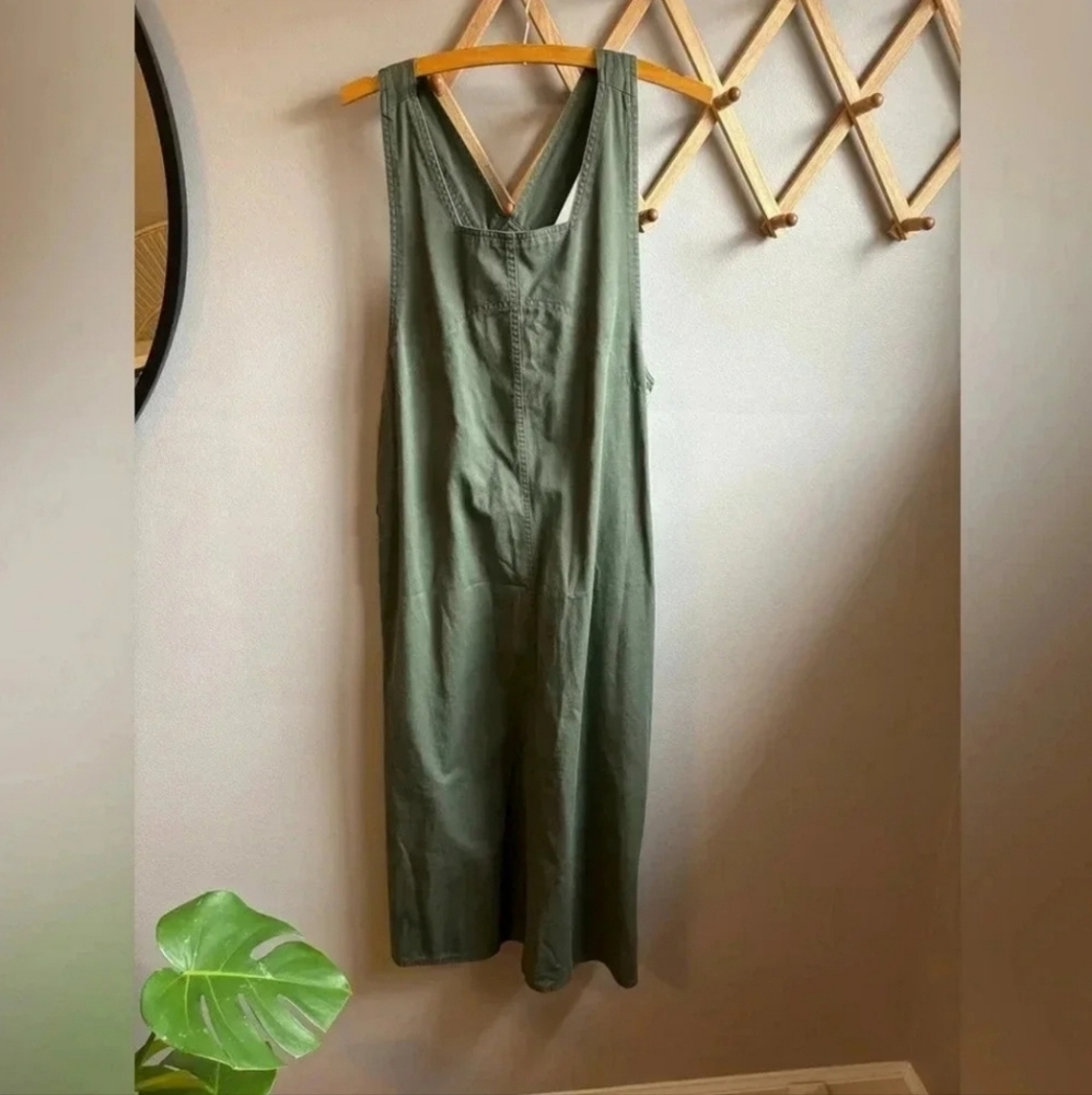 SAG HARBOR SPORT Womens Long 100% Cotton Beige Jumper Overalls Dress Sz small